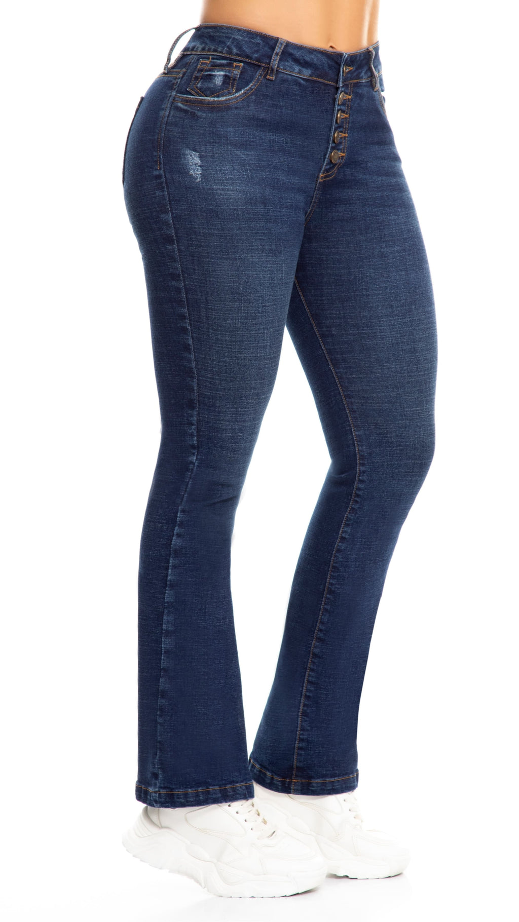 Jean 3 Botones Bota Campana Levanta Cola Tiro Alto con Botones | Ref. J3276