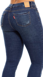 Jean 3 Botones Bota Campana Levanta Cola Tiro Alto con Botones | Ref. J3276