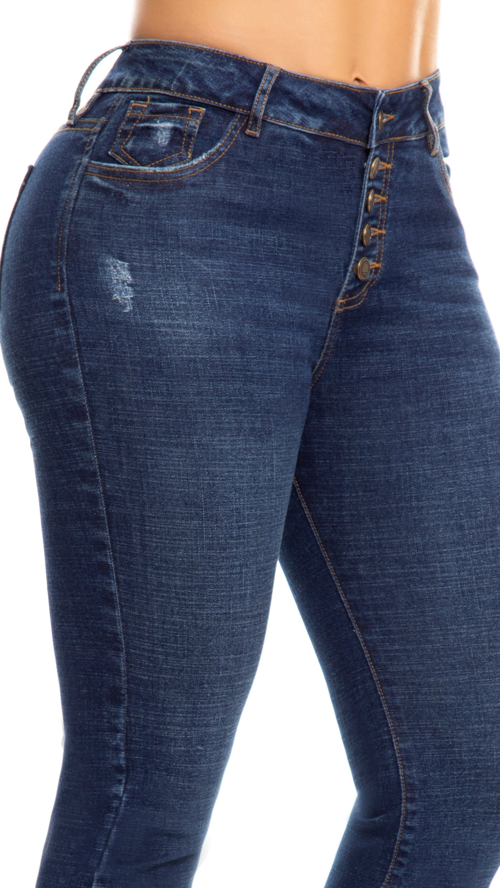 Jean 3 Botones Bota Campana Levanta Cola Tiro Alto con Botones | Ref. J3276