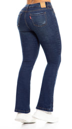 Jean 3 Botones Bota Campana Levanta Cola Tiro Alto con Botones | Ref. J3276