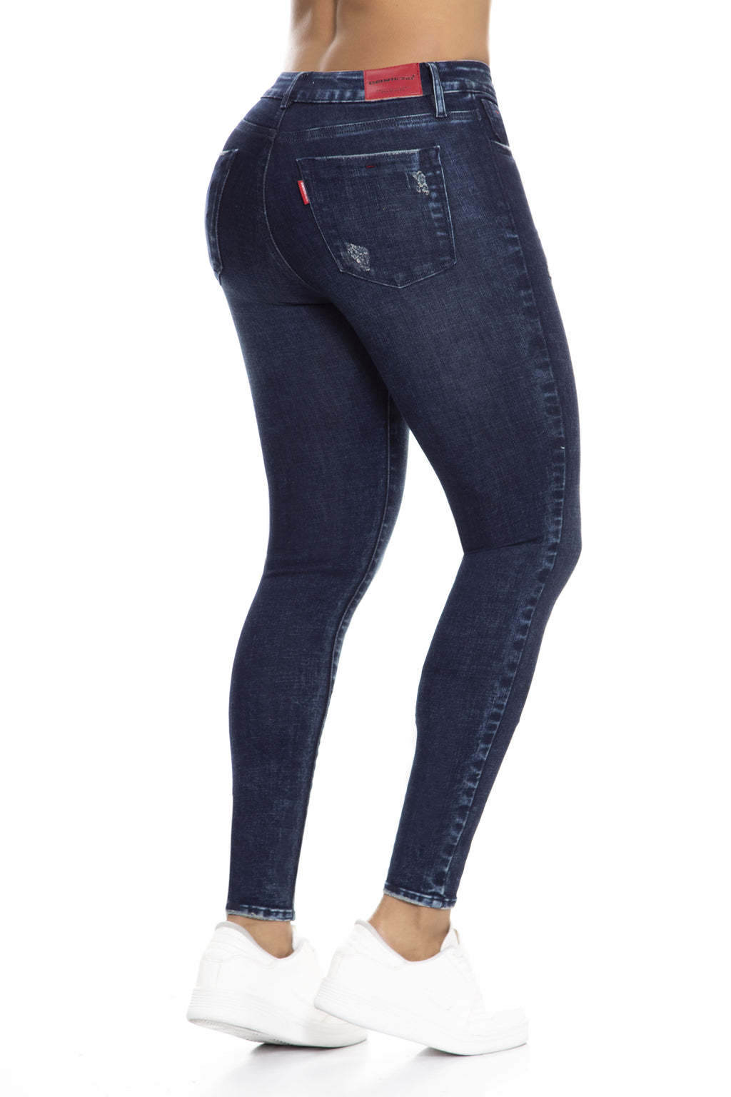 Jean Skinny Levanta Cola Azul con Desgastados J3347 DenimClazz