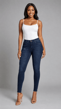 Jean Skinny Levanta Cola Azul con Desgastados J3347 DenimClazz