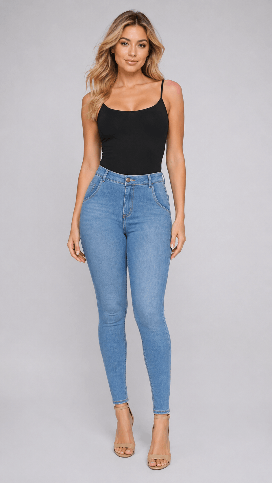 Jean Skinny Levanta Cola Azul Medio J3410 DenimClazz