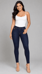 Jean Skinny Levanta Cola Azul êndigo Desflecado J3414 DenimClazz
