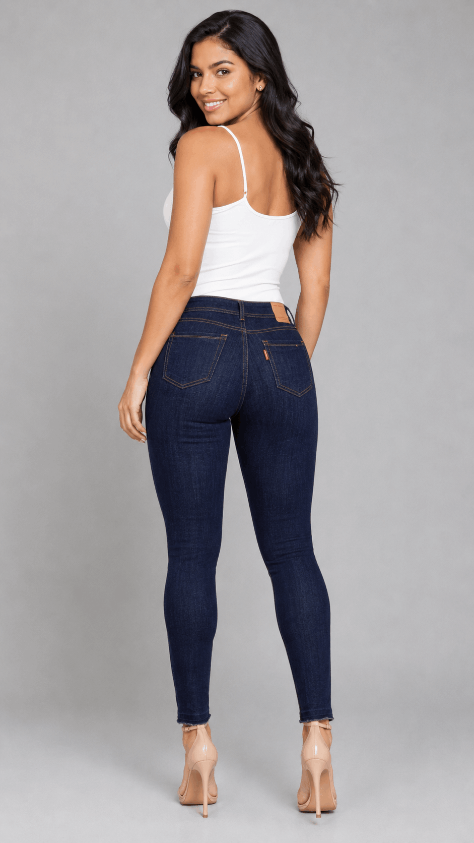 Jean Skinny Levanta Cola Azul êndigo Desflecado J3414 DenimClazz