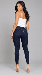Jean Skinny Levanta Cola Azul êndigo Desflecado J3414 DenimClazz