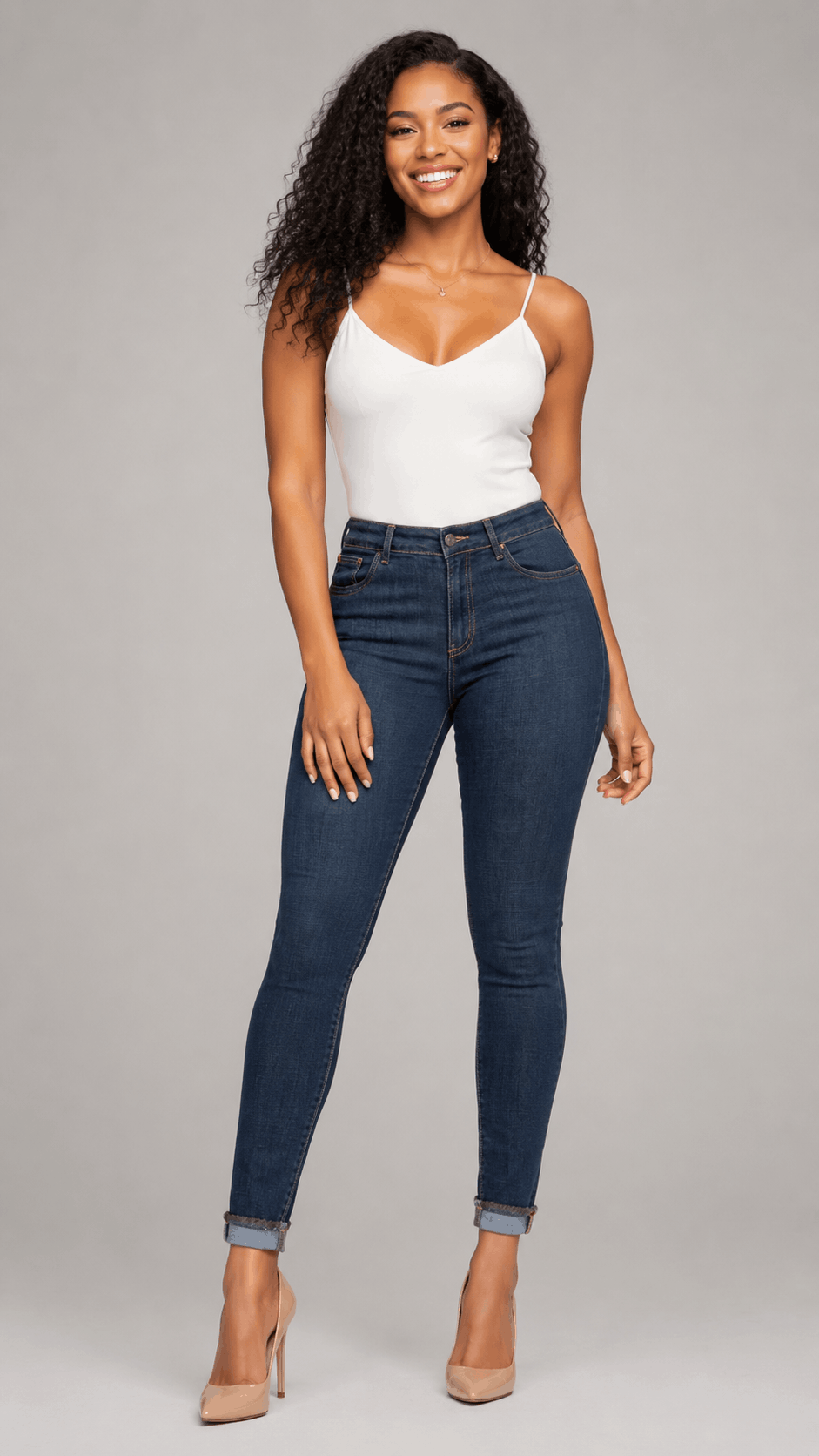 Jean Skinny Levanta Cola Azul Bota con Doblez J3415 DenimClazz