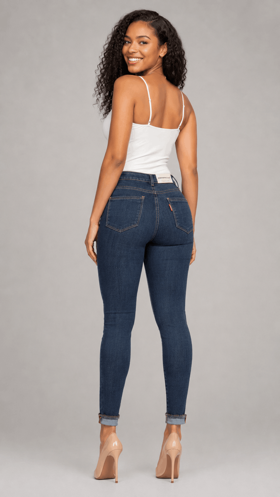 Jean Skinny Levanta Cola Azul Bota con Doblez J3415 DenimClazz