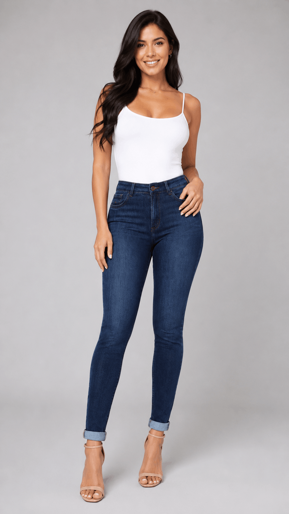 Jean Skinny Levanta Cola Azul Oscuro J3417 DenimClazz