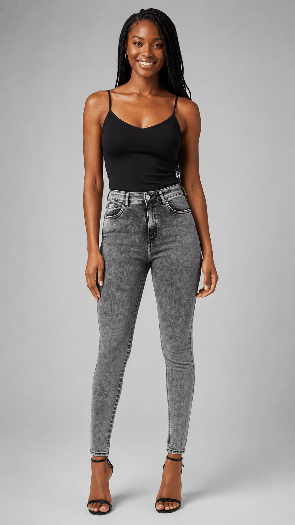 Jean Skinny Levanta Cola Gris Acido J3432 DenimClazz