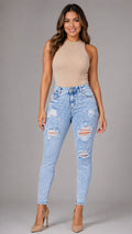Jean Boyfriend Dirty Levanta Cola con Rotos | J3482