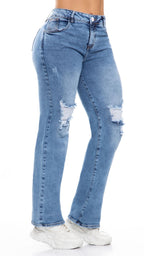 Jean Flare Levanta Cola con Rotos | J3484