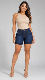 Short Denim Levanta Cola Media Pierna con Ruedo | S3364