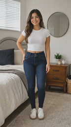 Jean Skinny  3 Botones Azul oscuro J3454 | Levanta Cola Premium de Horma Perfecta